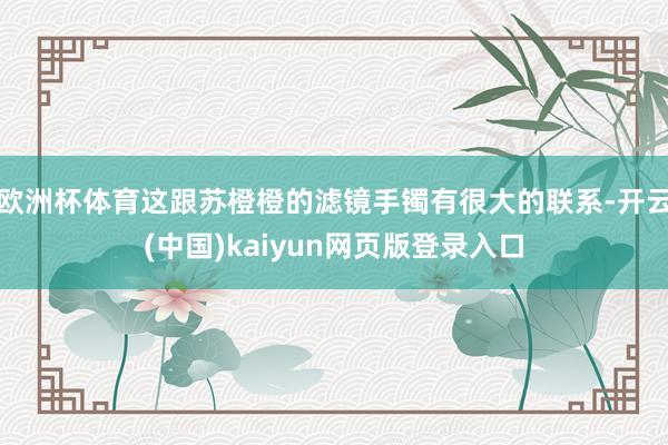 欧洲杯体育这跟苏橙橙的滤镜手镯有很大的联系-开云(中国)kaiyun网页版登录入口